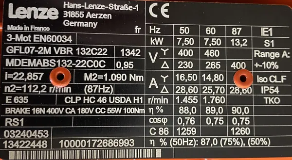 Motoreduktor / przekładnia 7,5kW 63,6obr. HAMULEC Lenze (wał) - zdjęcie 2