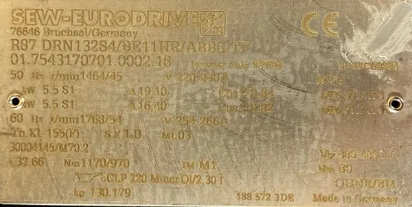 Motoreduktor / przekładnia 5,5kW 45obr. HAMULEC SEW - zdjęcie 2