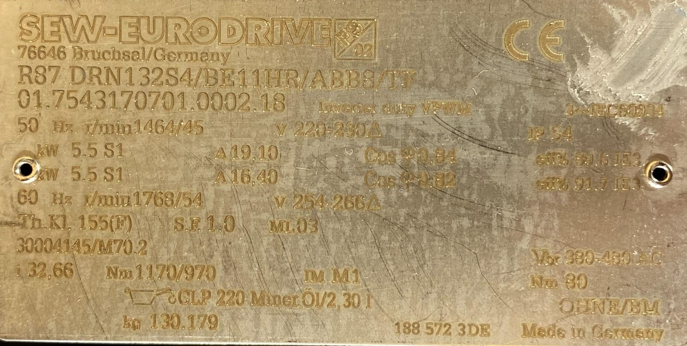 motoreduktor / przekładnia 5,5kW 45obr. HAMULEC SEW - zdjęcie 2