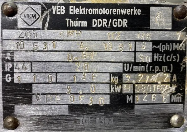 Motoreduktor / przekładnia 3kW 20obr. VEM - zdjęcie 2