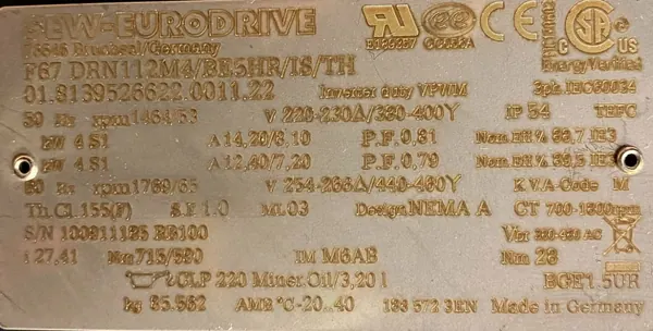 Motoreduktor / przekładnia 4kW 53obr. HAMULEC SEW - zdjęcie 3