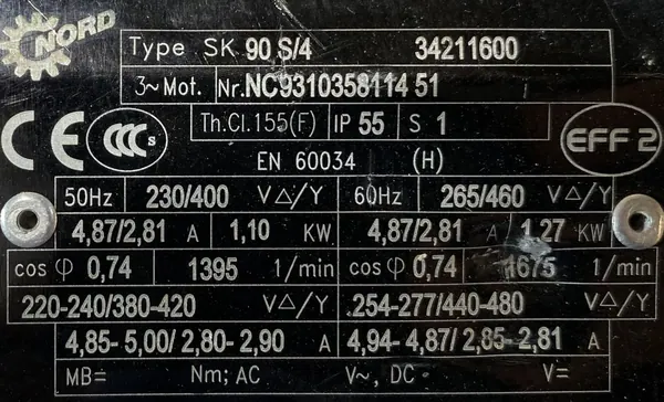 Motoreduktor / przekładnia 1,1kW 102obr. 3fazowy NORD - zdjęcie 2