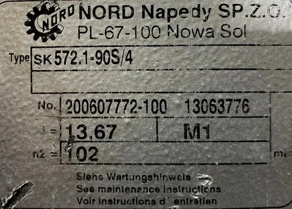 Motoreduktor / przekładnia 1,1kW 102obr. 3fazowy NORD - zdjęcie 3