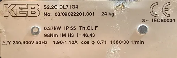 Motoreduktor / przekładnia 0,37kW 30obr. 3fazowy - zdjęcie 2