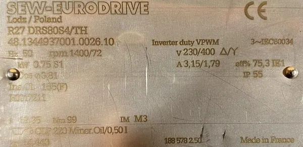 Motoreduktor / przekładnia 0,75kW 72obr. 3fazowy SEW - zdjęcie 2