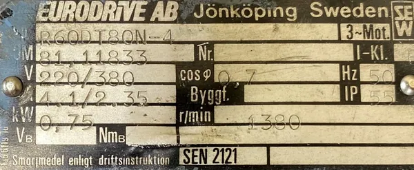 Motoreduktor / przekładnia 0,75kW 37obr. 3fazowy SEW - zdjęcie 3
