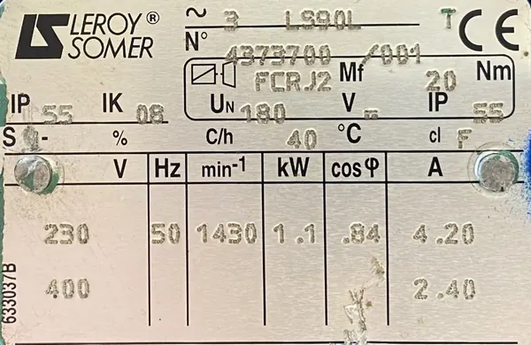 Motoreduktor / przekładnia 1,1kW 45,4obr. 3fazowy HAMULEC - zdjęcie 2
