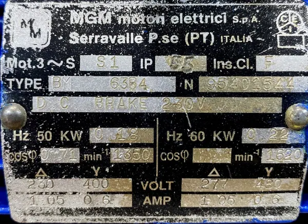 Motoreduktor / przekładnia 0,18kW 135obr. 3fazowy HAMULEC - zdjęcie 2