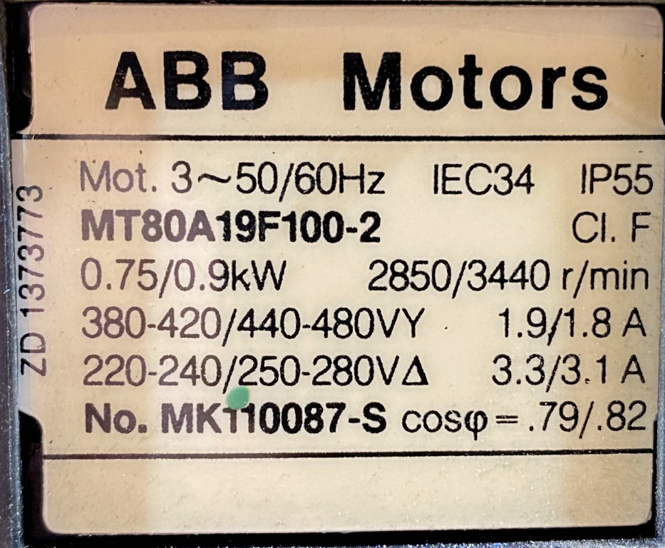 silnik elektryczny 0,75kW 2850obr. 3fazowy ABB - zdjęcie 2