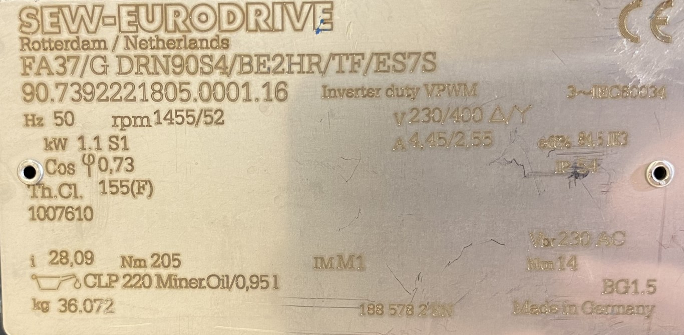 motoreduktor / przekładnia 1,1kW 52obr. 3fazowy HAMULEC SEW - zdjęcie 2