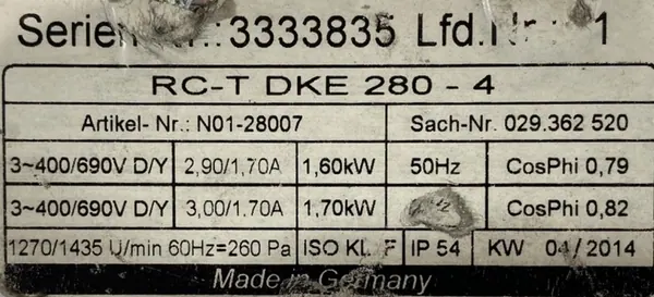 Wentylator / dmuchawa 1,6kW 1435obr. 3fazowy - zdjęcie 2