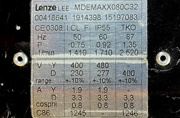 Motoreduktor / przekładnia 0,75kW 87,1obr. 3fazowy Lenze - zdjęcie 2