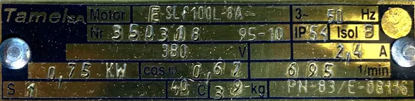 Silnik elektryczny 0,75kW 695obr. 3fazowy Tamel Ex - zdjęcie 2
