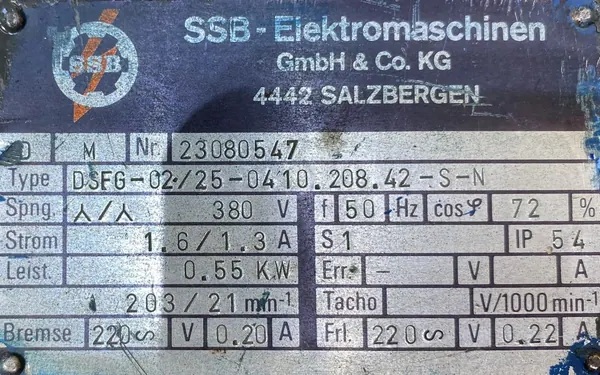 Motoreduktor / przekładnia 0,55kW 203/21obr. 3faz HAMULEC OBCE CHŁODZENIE - zdjęcie 2