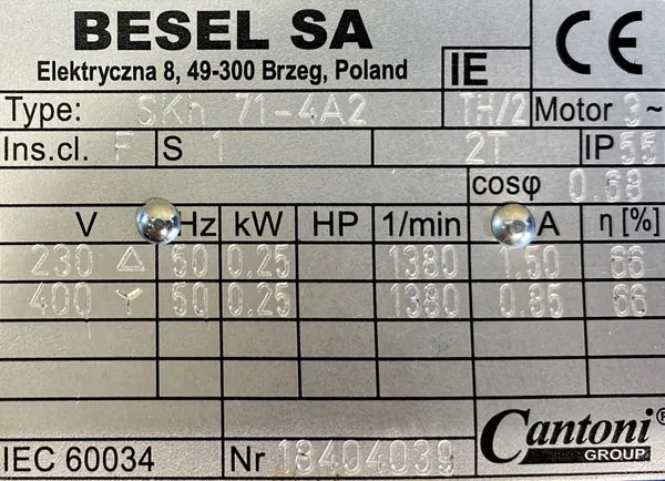Motoreduktor / przekładnia 0,25kW 92obr. 3fazowy - zdjęcie 2