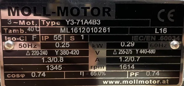 Silnik elektryczny 0,25kW 1345obr. 3fazowy - zdjęcie 2
