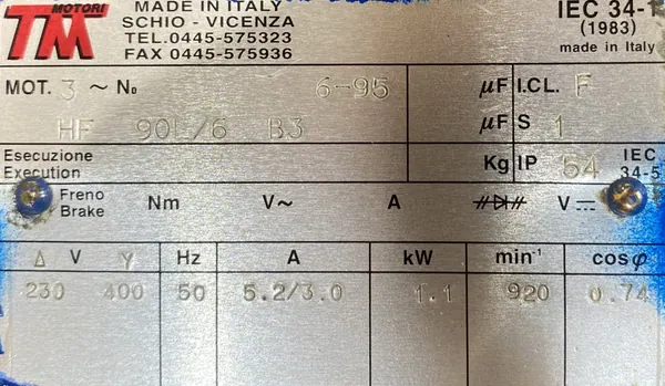 Silnik elektryczny 1,1kW 920obr. 3fazowy - zdjęcie 2
