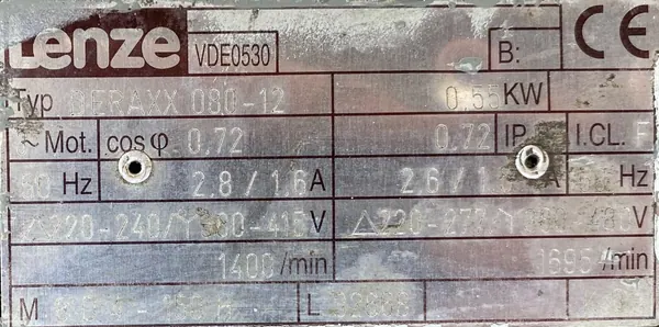 Motoreduktor / przekładnia 0,55kW 68obr. 3fazowy Lenze - zdjęcie 2