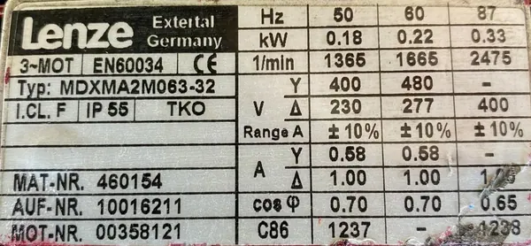 Motoreduktor / przekładnia 0,18kW 34,5obr. 3fazowy HAMULEC Lenze - zdjęcie 2
