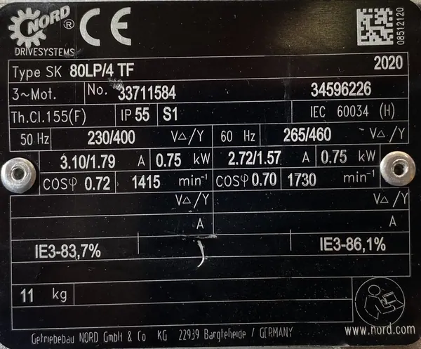 Motoreduktor / przekładnia 0,75kW 113obr. 3fazowy NORD - zdjęcie 2