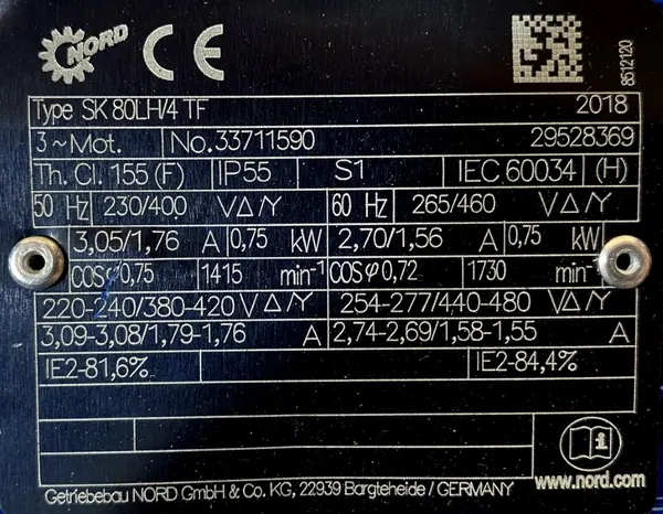 Motoreduktor / przekładnia 0,75kW 92obr. 3fazowy NORD - zdjęcie 2