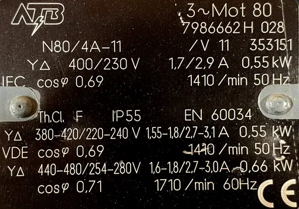 Silnik elektryczny 0,55kW 1410obr. 3fazowy - zdjęcie 2