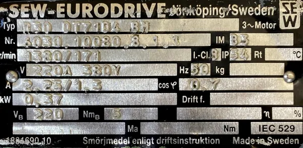 Motoreduktor / przekładnia 0,37kW 171obr. 3fazowy HAMULEC SEW - zdjęcie 2