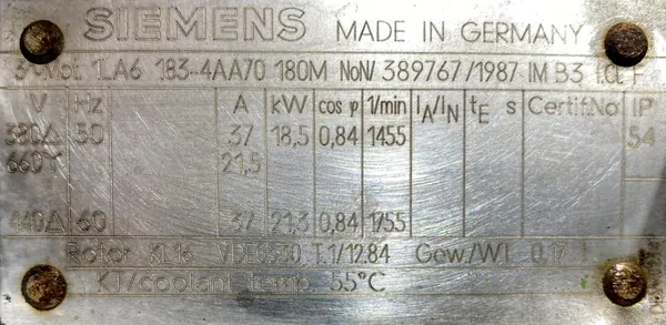 Silnik elektryczny 18,5kW 1455obr. 3fazowy SIEMENS - zdjęcie 2