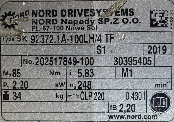 Motoreduktor / przekładnia 2,2kW 248obr. NORD - zdjęcie 3