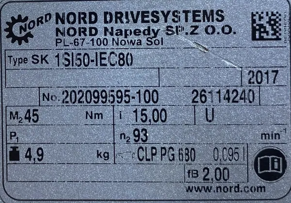 Motoreduktor / przekładnia 0,25kW 93obr. 3fazowy HAMULEC NORD - zdjęcie 3