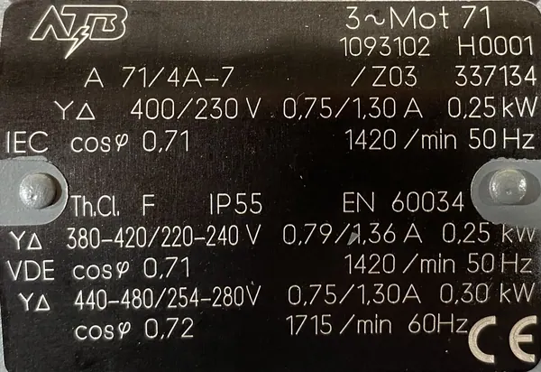 Silnik elektryczny 0,25kW 1420obr. 3fazowy - zdjęcie 2