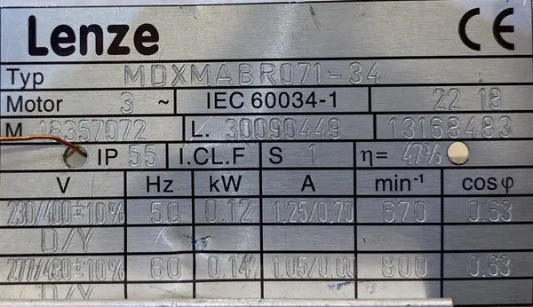 Silnik elektryczny 0,12kW 670obr. 3fazowy Lenze - zdjęcie 2