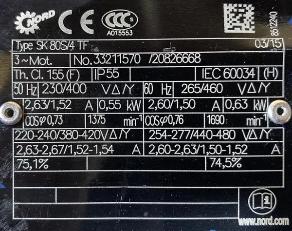 Motoreduktor / przekładnia 0,55kW 10-87obr. 3fazowy NORD - zdjęcie 2