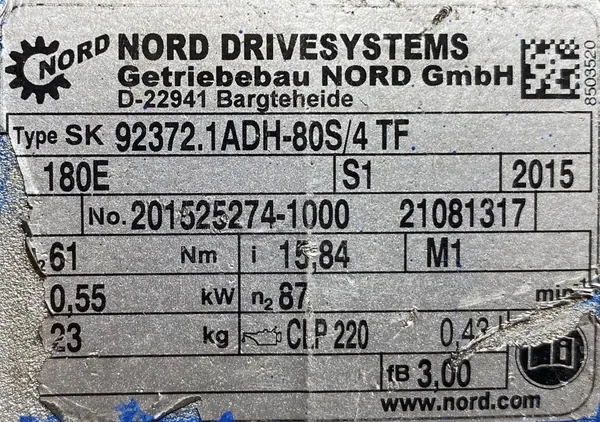 Motoreduktor / przekładnia 0,55kW 10-87obr. 3fazowy NORD - zdjęcie 3
