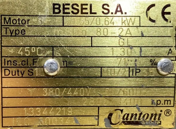 Silnik elektryczny mSOG 80-2A 0,55kW 2800obr. 3fazowy BESEL - zdjęcie 2