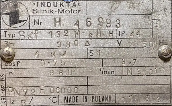 Silnik elektryczny 4kW 960obr. 3fazowy HAMULEC INDUKTA - zdjęcie 2