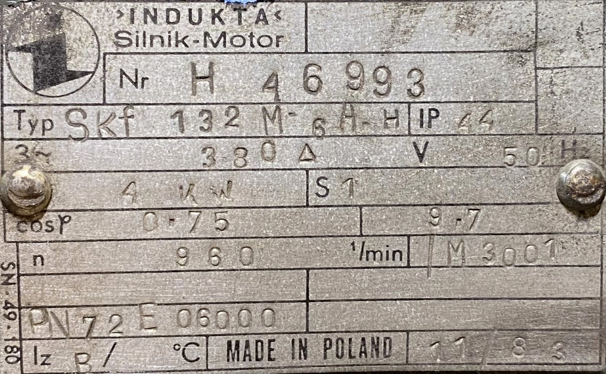 silnik elektryczny 4kW 960obr. 3fazowy HAMULEC INDUKTA - zdjęcie 2