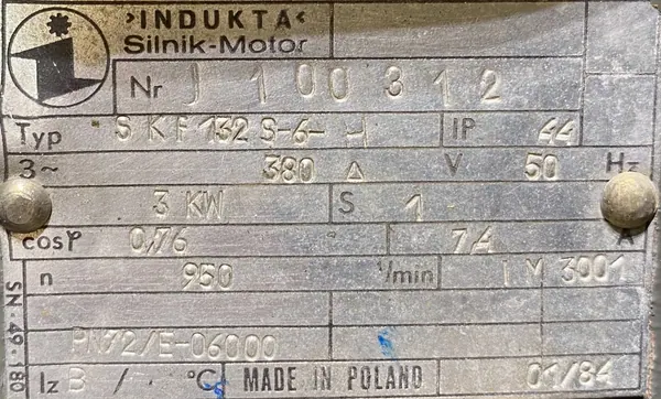Silnik elektryczny 3kW 950obr. 3fazowy HAMULEC INDUKTA - zdjęcie 2