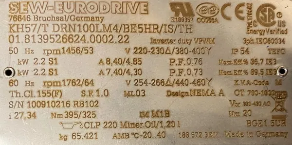 Motoreduktor / przekładnia 2,2kW 53obr. HAMULEC SEW - zdjęcie 3