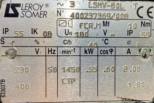 Motoreduktor / przekładnia 0,55kW 90obr. 3fazowy HAMULEC - zdjęcie 2