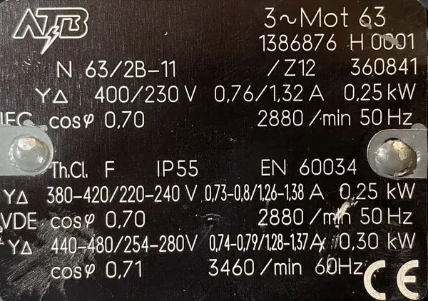 Silnik elektryczny 0,25kW 2880obr. 3fazowy - zdjęcie 2