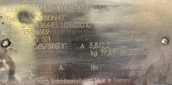 Motoreduktor / przekładnia 0,75kW 69obr. 3fazowy SEW (pr) - zdjęcie 2