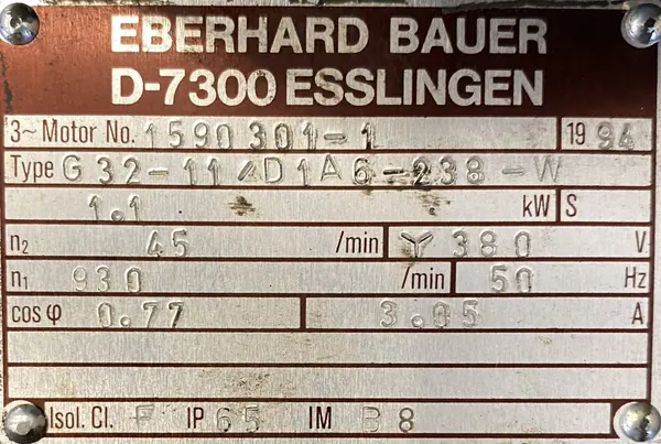 Silnik elektryczny 1,1kW 930obr. 3fazowy HAMULEC BAUER G32-11/D1A6-238-W - zdjęcie 2