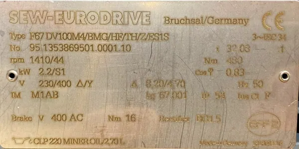 Motoreduktor / przekładnia 2,2kW 44obr. HAMULEC SEW - zdjęcie 2