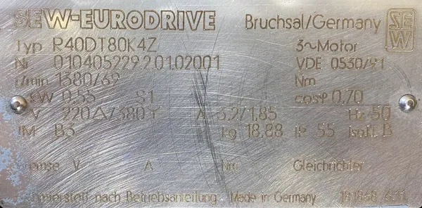 Motoreduktor / przekładnia 0,55kW 69obr. 3fazowy SEW - zdjęcie 2