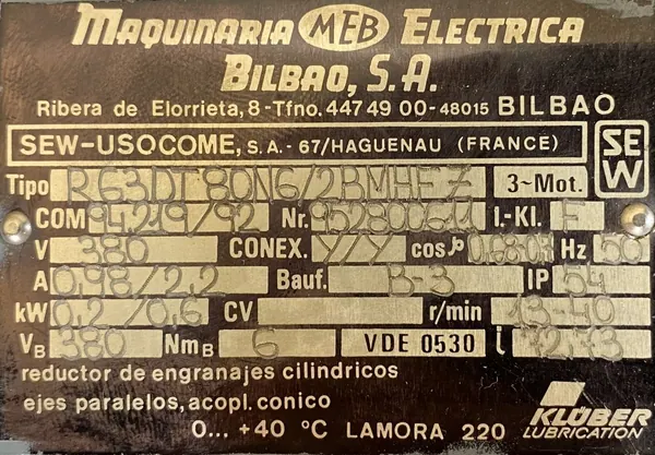 Motoreduktor / przekładnia 0,2/0,6kW 13/40obr. 3fazowy HAMULEC SEW - zdjęcie 2