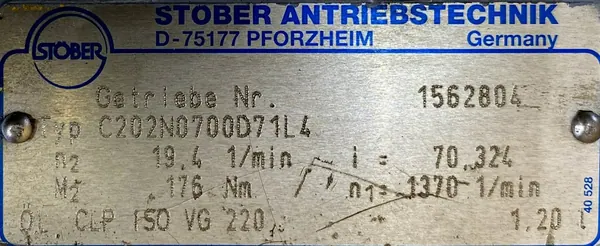 Motoreduktor / przekładnia 0,37kW 19,4obr. 3fazowy HAMULEC - zdjęcie 3