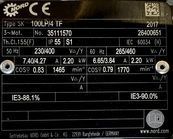 Motoreduktor / przekładnia 2,2kW 156obr. NORD - zdjęcie 2