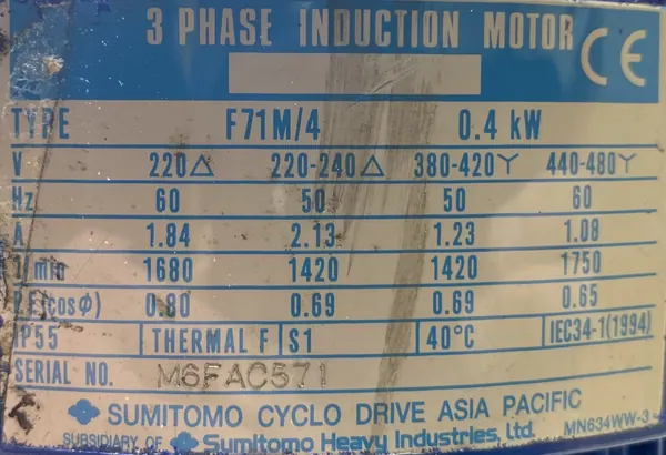Motoreduktor / przekładnia 0,4kW 18obr. 3fazowy - zdjęcie 2