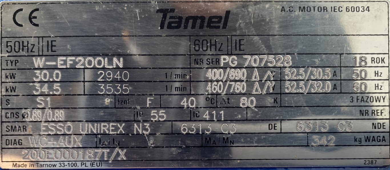 silnik elektryczny 30kW 2940obr. 3fazowy Tamel Ex - zdjęcie 2